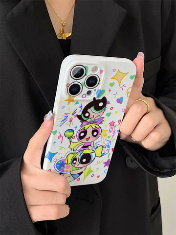 Cartoon Powerpuff Girl New Year Hellokitty Cute Sanrio iPhone Case Full Body Protective Case For IPhone 11-15 Pro Max