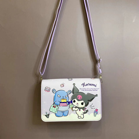 Cartoon Large-capacity Square Leather Waterproof Shoulder Bag Shopping Shoulder Strap Adjustable Magnetic Buckle Crossbody Bag Large