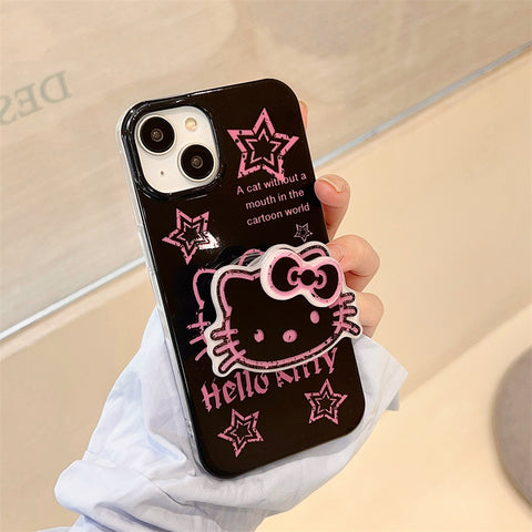 Sanrio Black Pink HK Cat IPhone Case Full Body Protective Case For IPhone 11-15 Pro Max