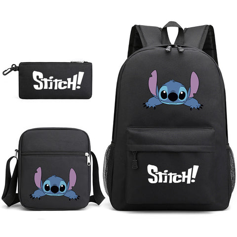 Shi Diqi Cartoon Printed Bag Set of Three Shi Dizai Pencil Case Shoulder Bag Backpack.