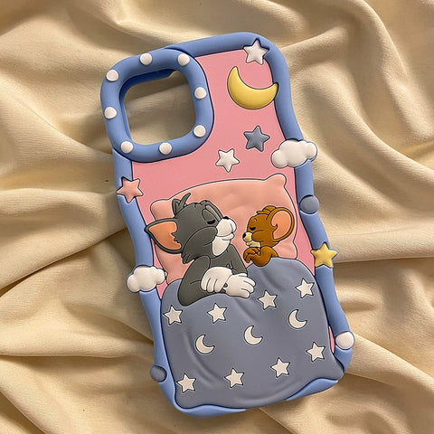 Tom&Jerry 3D Silicone Stereoscopic iPhone Cases Suitable for iPhone X-15 Pro Max