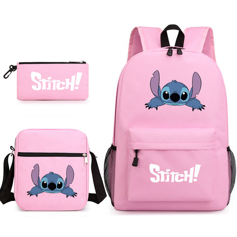 Shi Diqi Cartoon Printed Bag Set of Three Shi Dizai Pencil Case Shoulder Bag Backpack.