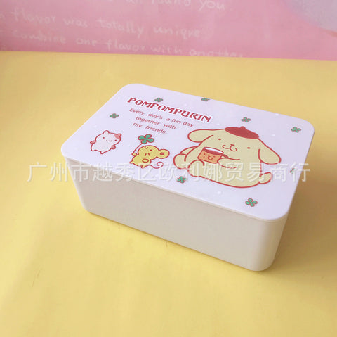 New Tissue Box Sanrio Sealed Mask Box with Lid, Large Capacity Wet and Dry Suction Box, Desktop Storage Box