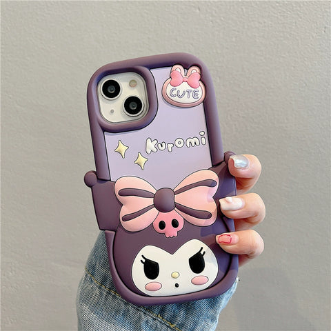 Sanrio 3D Silicone Stereoscopic Kuromi iPhone Cases Suitable for iPhone 11-15 Pro Max