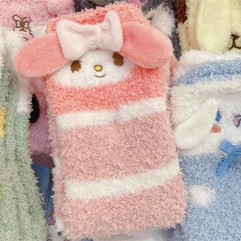 Autumn and Winter Coral Plush Socks Children's Cartoon Cute Warm Sleep Floor Socks Thickened Home Tubing Socks