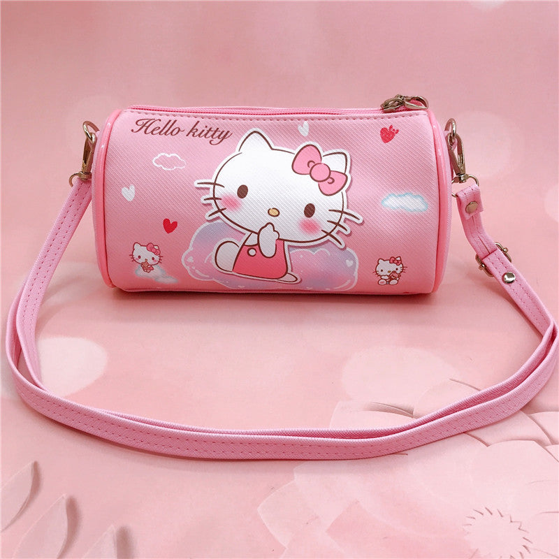 Sanrio Leather Waterproof Zippered Satchel Student Stationery Pencil Storage Children's Universal Horizontal Shoulder Roller Bag