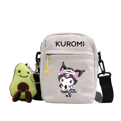 Kuromi Kuromi Backpack Anime Peripheral Diagonal Cross Bag Fashion Printed Small Square Bag Single Shoulder Diagonal Cross Men's and Women's Backpack