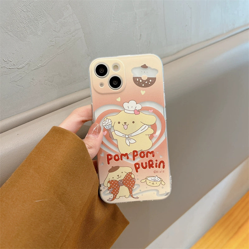 Sanrio KuKu HK Cina Pochacco Pompom Soft iPhone Cases with Diamonds Suitable for iPhone 11-15 Pro Max