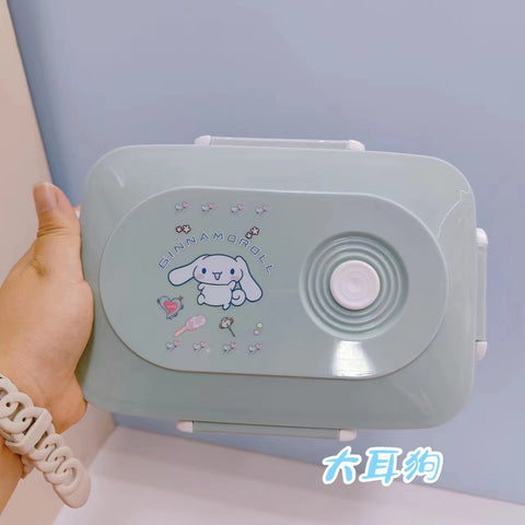 New Cartoon Sanrio Plastic Microwave Oven Three Compartment Student Lunch Box Office Worker Cute Fresh-keeping Box Bento Box