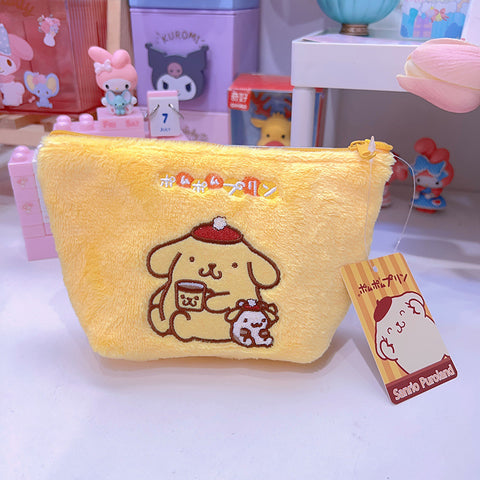 Sanrio Furry Embroidery Storage Makeup Sheer Zipper Coin Purse