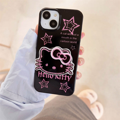 Sanrio Black Pink HK Cat IPhone Case Full Body Protective Case For IPhone 11-15 Pro Max