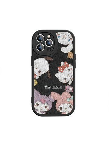 Oil Painting Cute Sanrio iPhone Case Full Body Protective Case For IPhone 11-15 Pro Max