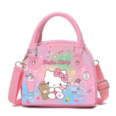 Sanrio Printed Gradient Zipper Handbag Leather Waterproof Crossbody One Shoulder Small Bag