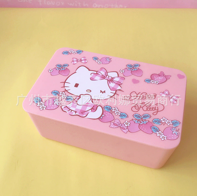 New Tissue Box Sanrio Sealed Mask Box with Lid, Large Capacity Wet and Dry Suction Box, Desktop Storage Box