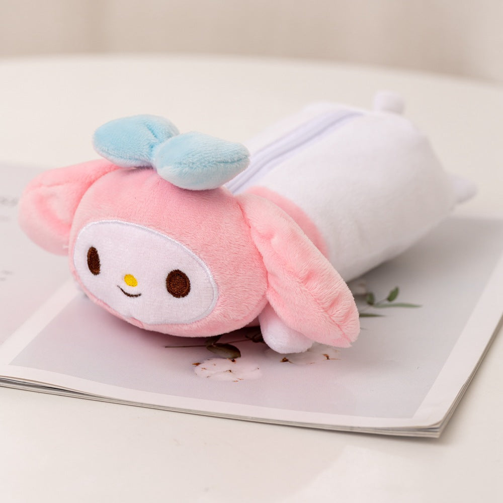 Sanrio Pencil Bag Women's Plush Toy Stationery Box Large Capacity Student Storage Bag Multifunctional Korean Pencil Bag