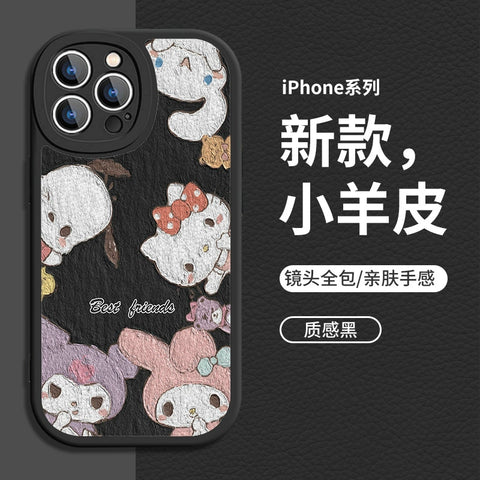 Oil Painting Cute Sanrio iPhone Case Full Body Protective Case For IPhone 11-15 Pro Max