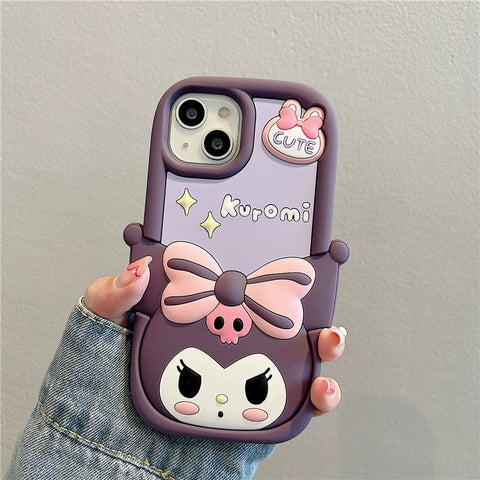 Sanrio 3D Silicone Stereoscopic Kuromi iPhone Cases Suitable for iPhone 11-15 Pro Max