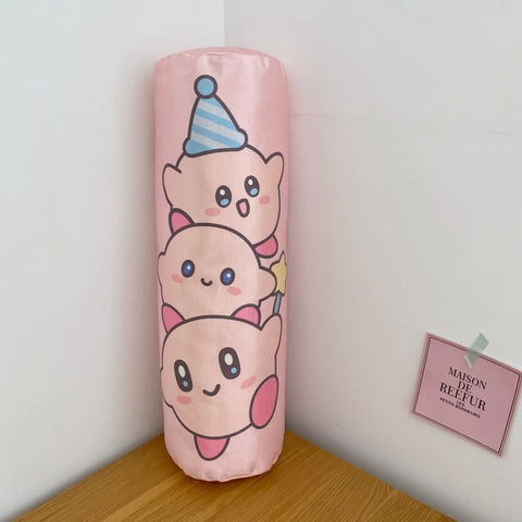 Cartoon Cylindrical Ice Silk Pillow, Kabi Little White Dog Long Strip Pillow, Strawberry Bear Plush Waist Rest