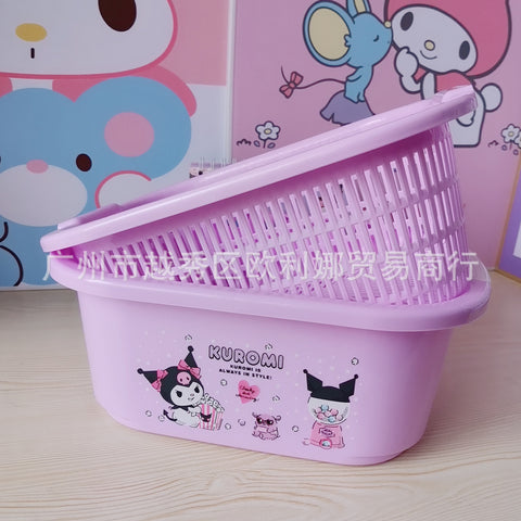 Sanrio Double-layer Vegetable Washing Basin, Drain Basket, Kitchen, Household Plastic Fruit Dish, Living Room, Sink, Water Filter, Vegetable Basket, Washing Basket