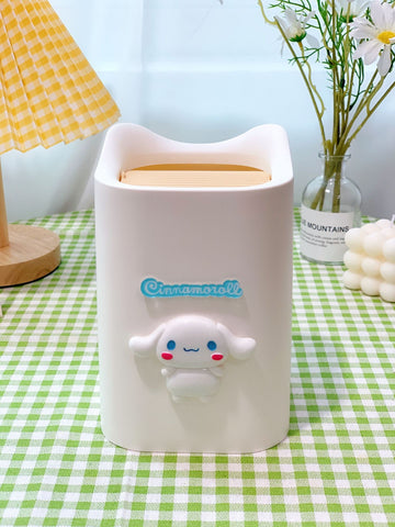 Cute Desktop Garbage Bin Cartoon Small Garbage Bin Office Desk Flip Cover Paper Scrap Bin Storage Bin