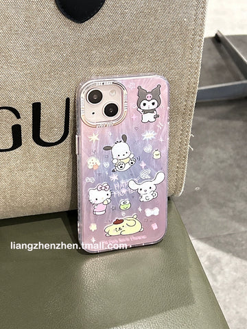 Pink Advanced Feather GauzCute Sanrio iPhone Case Full Body Protective Case For IPhone 11-15 Pro Max