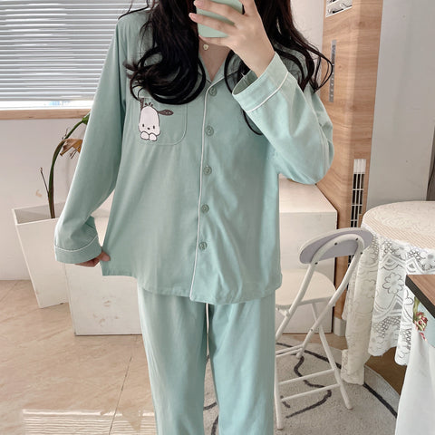 Pochacco Pajamas Women's Autumn and Winter Cotton Long Sleeve Cute Student Home Suit Two Piece Set