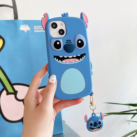 Sanrio 3D Silicone Stereoscopic Stich iPhone Cases with Pendant Suitable for iPhone 6-13 Pro Max