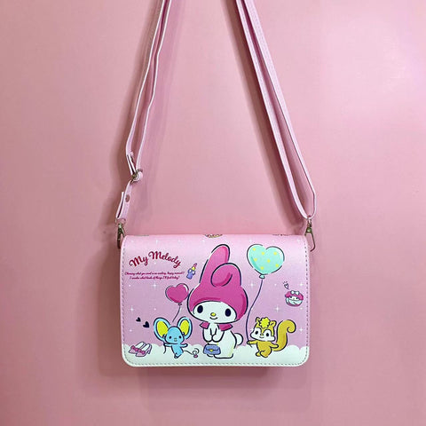 Cartoon Large-capacity Square Leather Waterproof Shoulder Bag Shopping Shoulder Strap Adjustable Magnetic Buckle Crossbody Bag Large