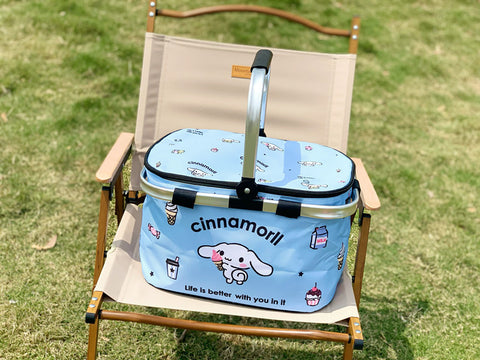 Sanrio Picnic Basket Outdoor Spring Outing Foldable Storage Basket Picnic Insulation Basket Camping Picnic Portable Basket