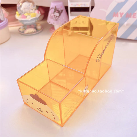 Sanrio Translucent Desktop Dormitory Storage Multi Grid Pen Holder Cosmetics Sorting Box