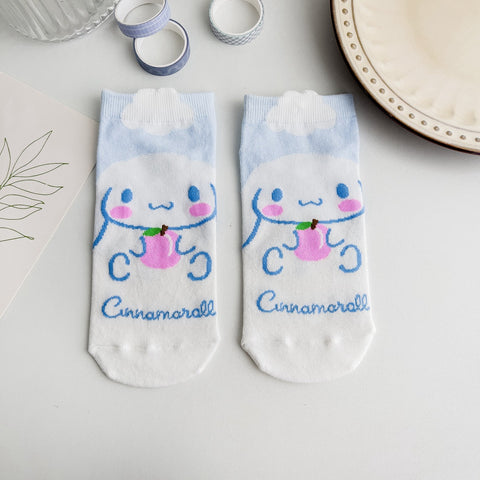 Cinnamoroll New Spring and Summer Cartoon Socks Female Cute Puppy Socks Korean Women&#039;s Boat Socks Combed Cotton Socks