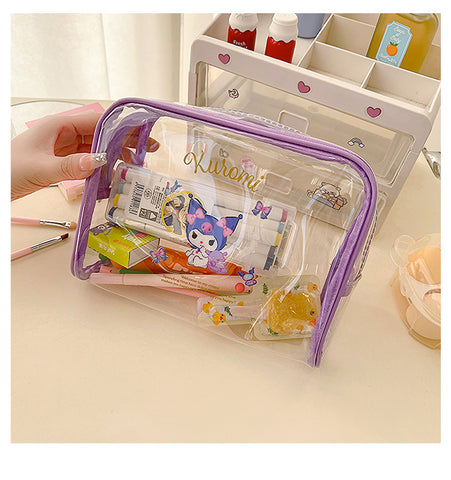 Sanrio Stationery Cosmetic Storage Bag, cute and sweet, hand in hand, bag zipper, large capacity makeup