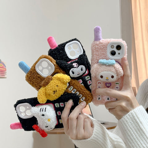 Sanrio 3D plush Hello Kitty Kuromi PomPom Melody iPhone Cases Suitable for iPhone 11-15 Pro Max