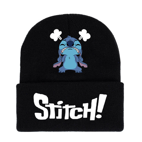 Star Baby Stitchy Print Knitted Hat Print Hip Hop Beanie Hat Hat for Men and Women Keep Warm for Autumn and Winter