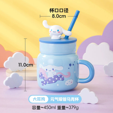 Sanrio Sanrio Hello Kitty Kuromi Cinnamoroll My Melody Straw Mug Water Cup 450ml