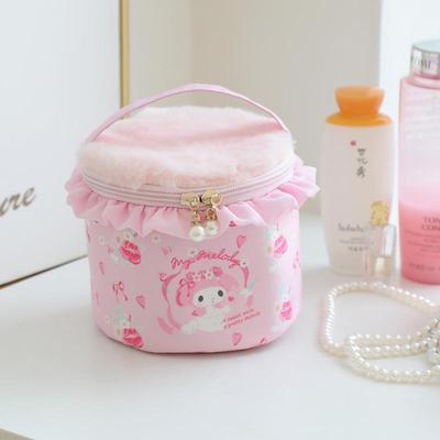 Sanrio Portable High-quality Large Capacity Princess Wind Portable Cosmetic Bag Wash Bag Cylinder Makeup Storage