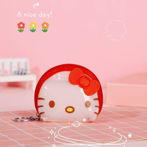 New Mini Transparent Kids Coin Purse Cosmetic Bag Sanrio Wholesale Cartoon Zipper Waterproof Student Small Purse