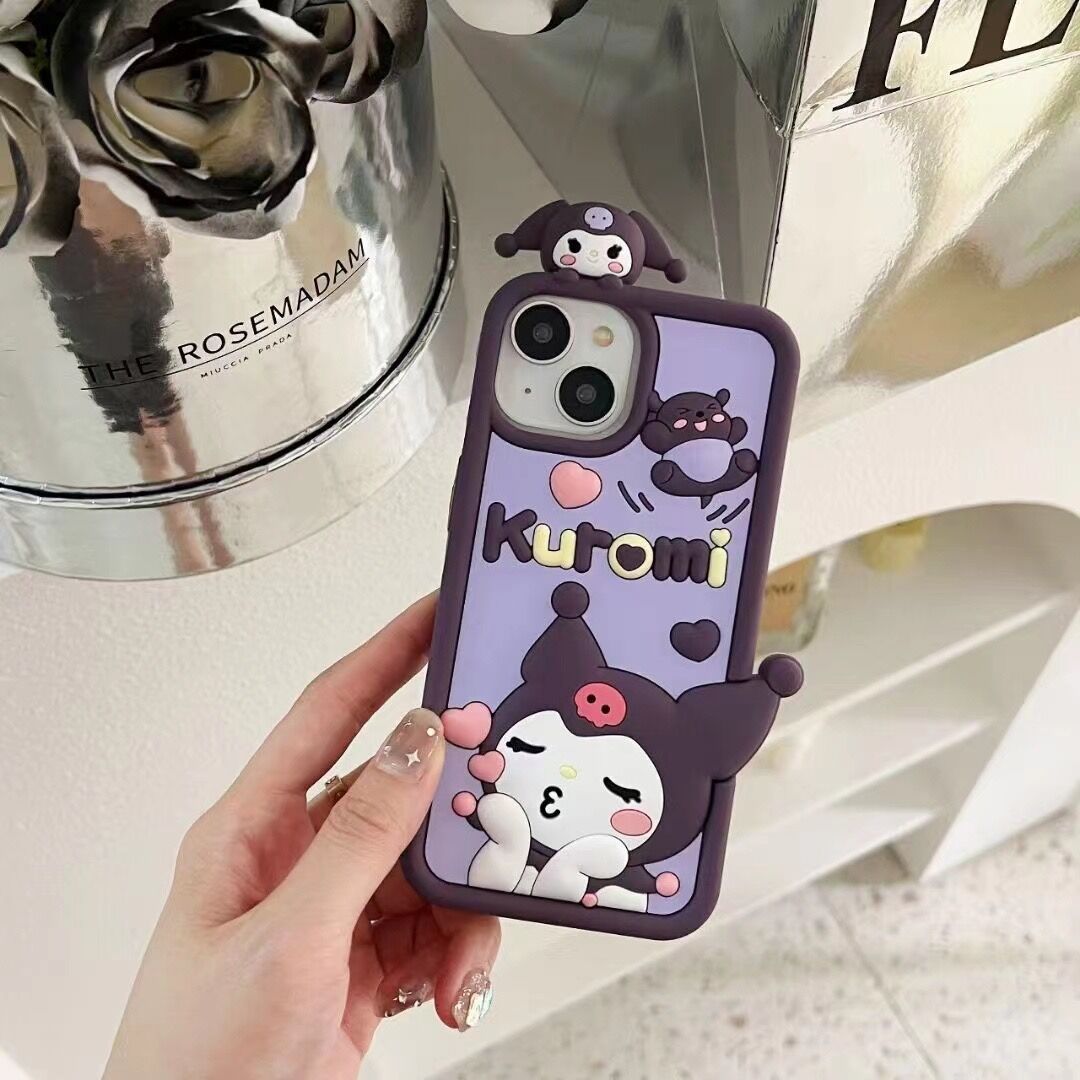 Sanrio 3D Silicone Stereoscopic Kuromi iPhone Cases Suitable for iPhone 11-15 Pro Max