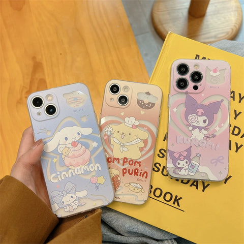 Sanrio KuKu HK Cina Pochacco Pompom Soft iPhone Cases with Diamonds Suitable for iPhone 11-15 Pro Max