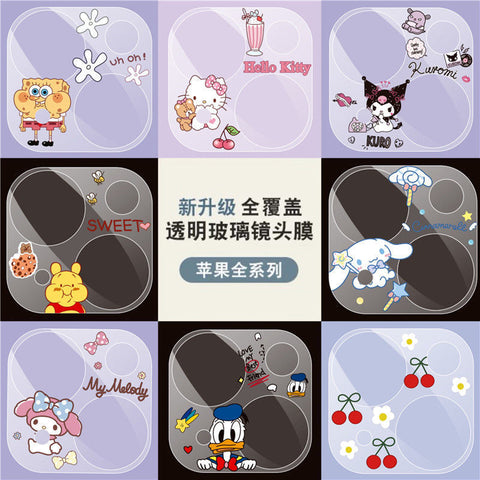 Cartoon Transparent All-inclusive Lens Film IPhone15 Mobile Phone Camera Apple 13 My Melody Cinnamoroll Tempered Film