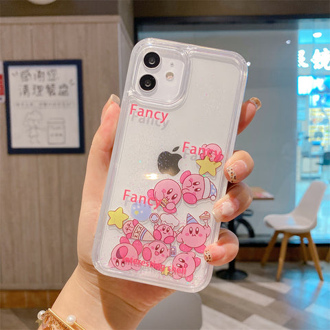 Sanrio Kuromi&Melody Kirby Hard iPhone Glitter Cases with Liquid Suitable for iPhone 6-15 Pro Max