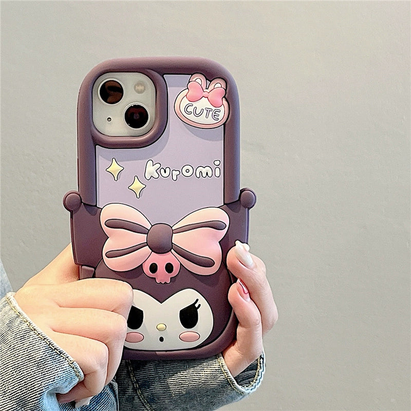 Sanrio 3D Silicone Stereoscopic Kuromi iPhone Cases Suitable for iPhone 11-15 Pro Max