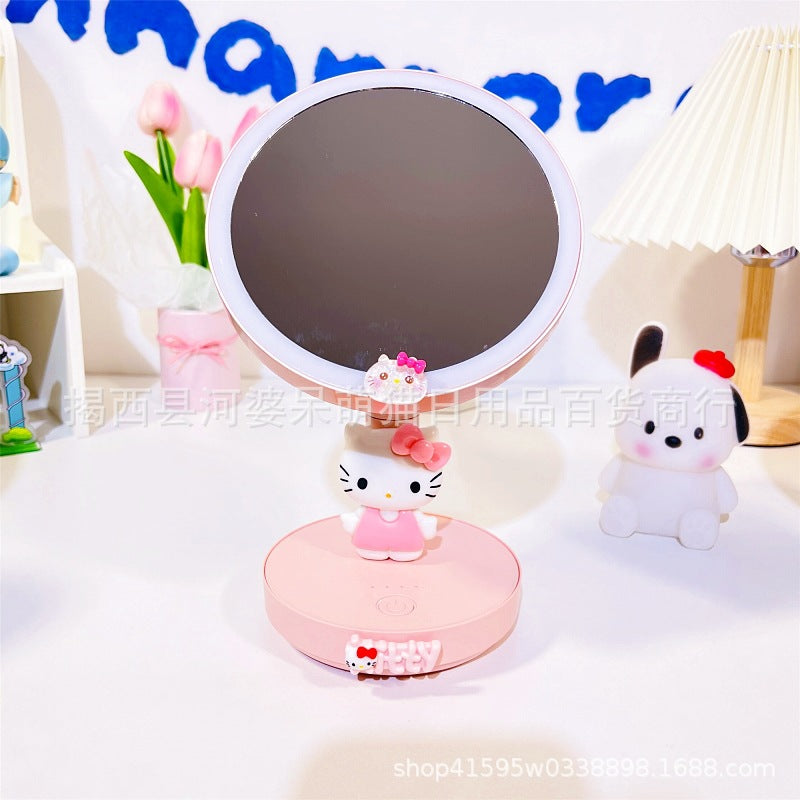 Sanrio Desk Mirror Small Desk Lamp In Student Dormitory Adjustable Mirror with Lamp Bedroom Gadget