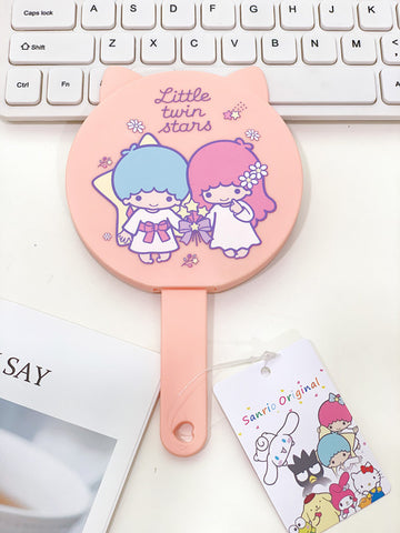 Sanrio Holding Make-up Mirror Student Girl Heart Small Portable Handle Mirror