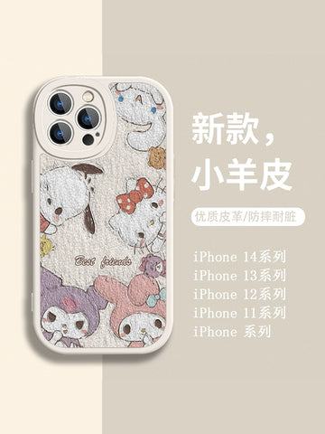 Oil Painting Cute Sanrio iPhone Case Full Body Protective Case For IPhone 11-15 Pro Max