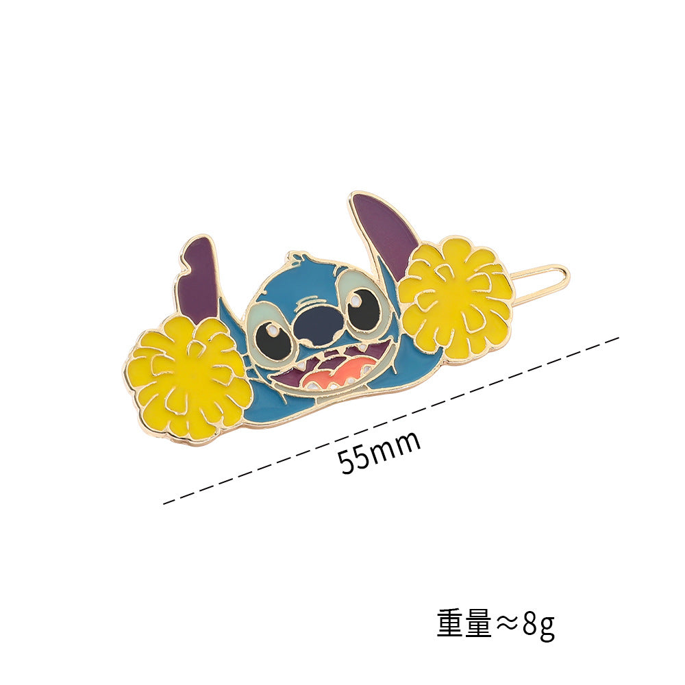 Cartoon Stitchy Hairpin Frog Buckle Metal Hollow Headwear with Sweet One Character Clip