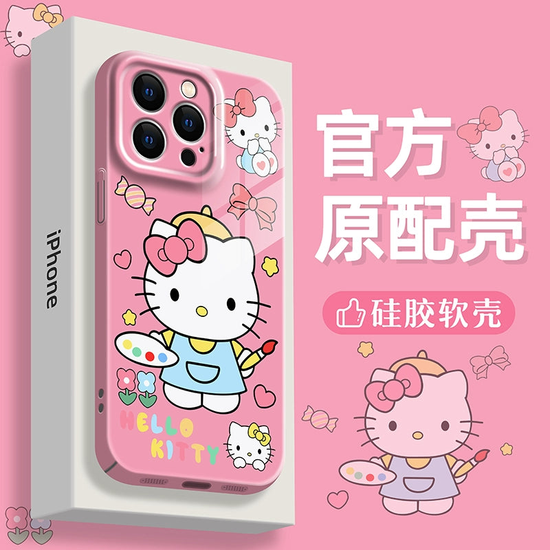 Apply Apple 14promax Mobile Phone Case 13 New 12 Women 15 Cute Hello Kitty Pink Iphone15pro Case 11 All-inclusive 14pro Niche Max Anti-fall Pm High Sense