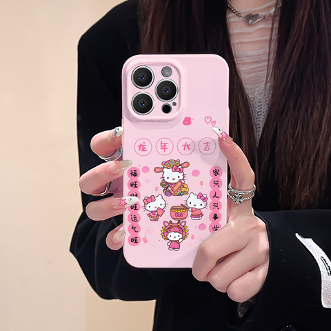 New Year Hellokitty Cute Sanrio iPhone Case Full Body Protective Case For IPhone 11-15 Pro Max