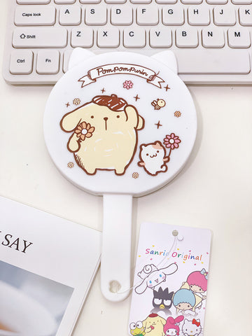 Sanrio Holding Make-up Mirror Student Girl Heart Small Portable Handle Mirror