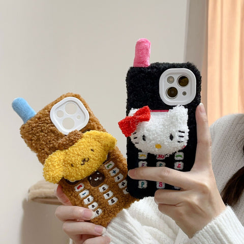 Sanrio 3D plush Hello Kitty Kuromi PomPom Melody iPhone Cases Suitable for iPhone 11-15 Pro Max